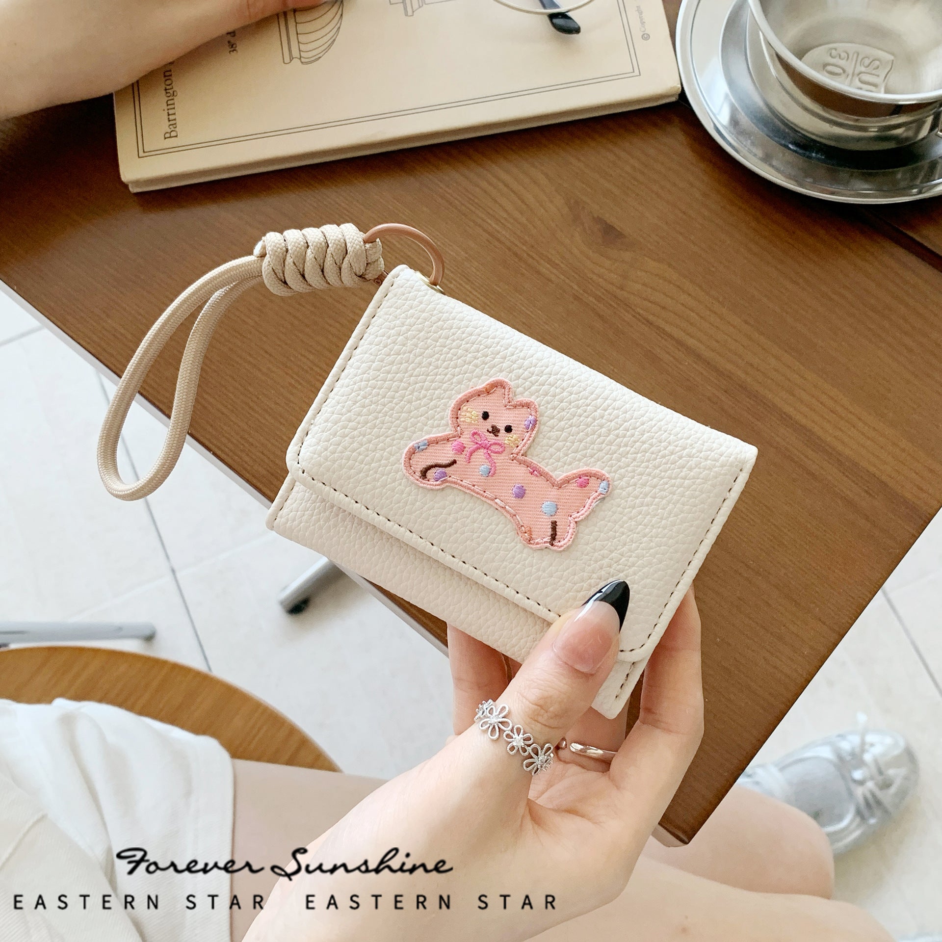Cute Cat Leather Wallet Keychain