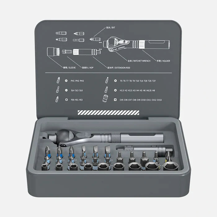 ATuMan RS2 Ratchet Screwdriver Set – 28-Piece S2 Magnetic Bits with Extendable Handle & 180° Ratchet Head