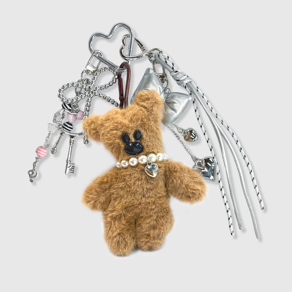 Pearl Necklace Brown Bear Stacks Charm