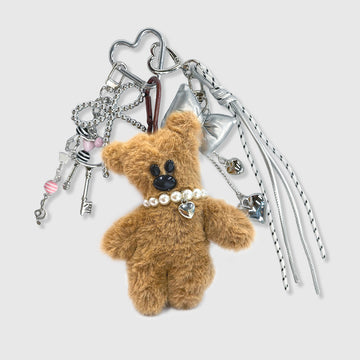 Pearl Necklace Brown Bear Stacks Charm