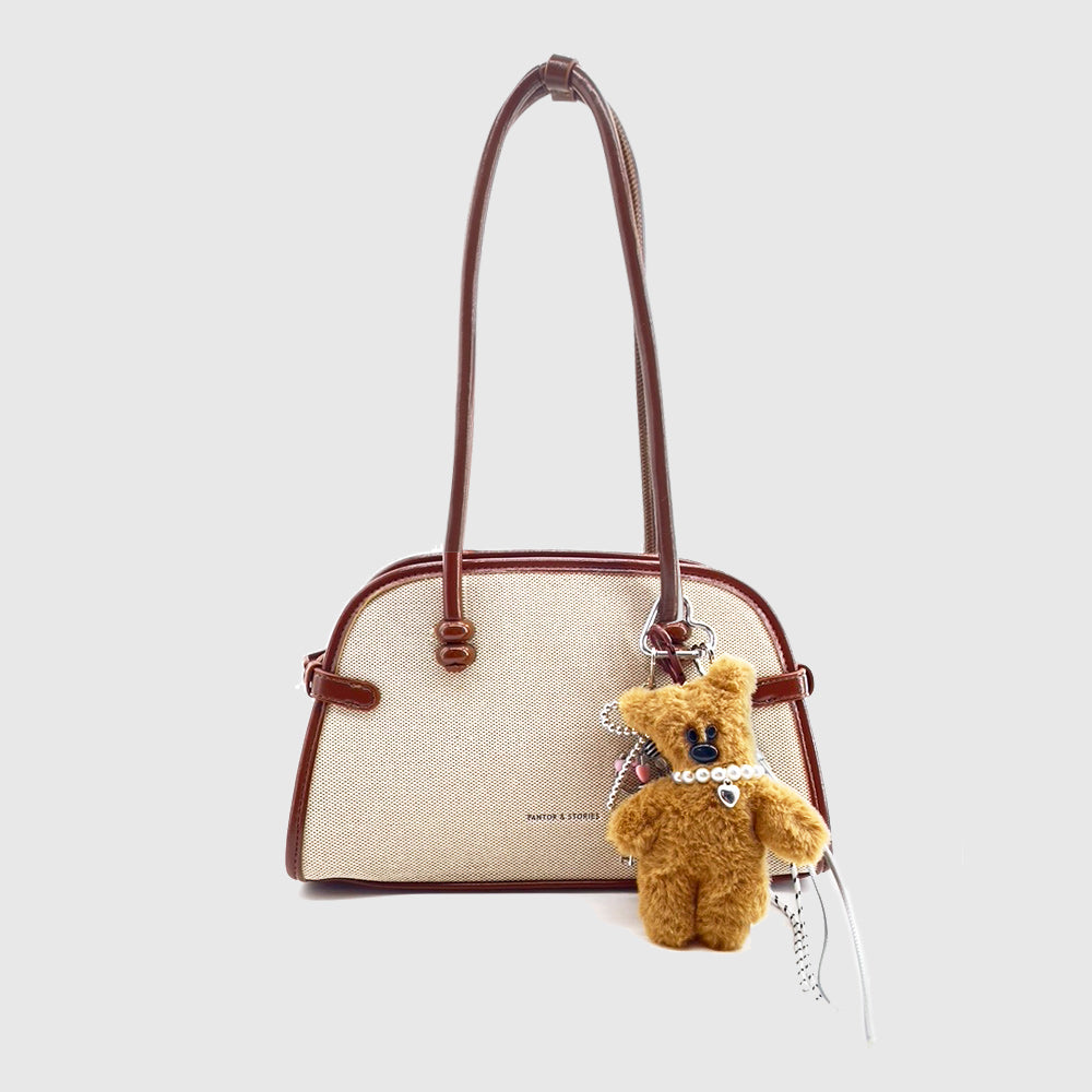 Pearl Necklace Brown Bear Stacks Charm