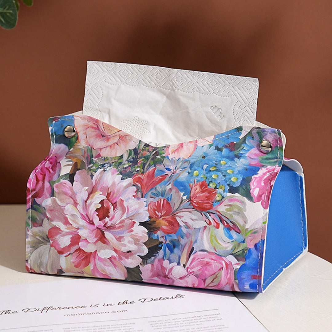 Printed Leather Tissue Box Cover