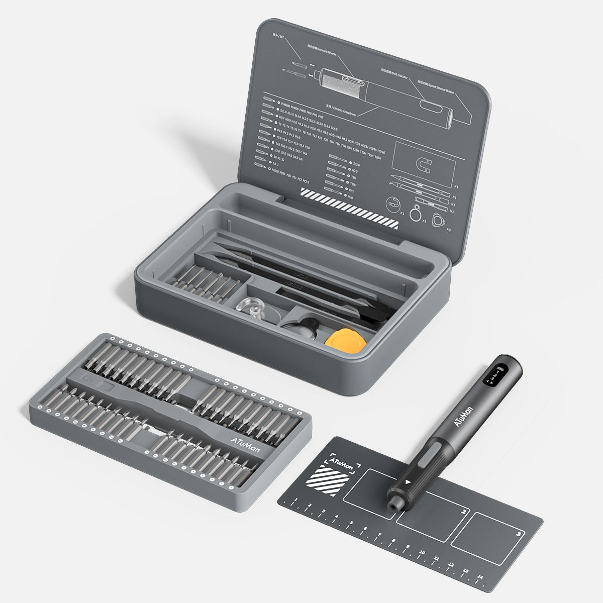 ATuMan E3 Electric Precision Screwdriver Kit – Cordless Rechargeable Tool Set for DIY, Electronics & Home Repair