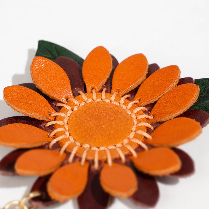 Sunflower Genuine Leather Charm