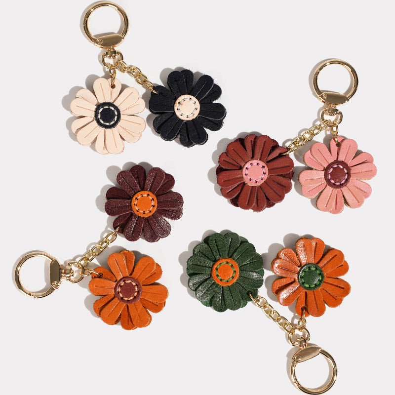 Genuine Leather Daisy Charm