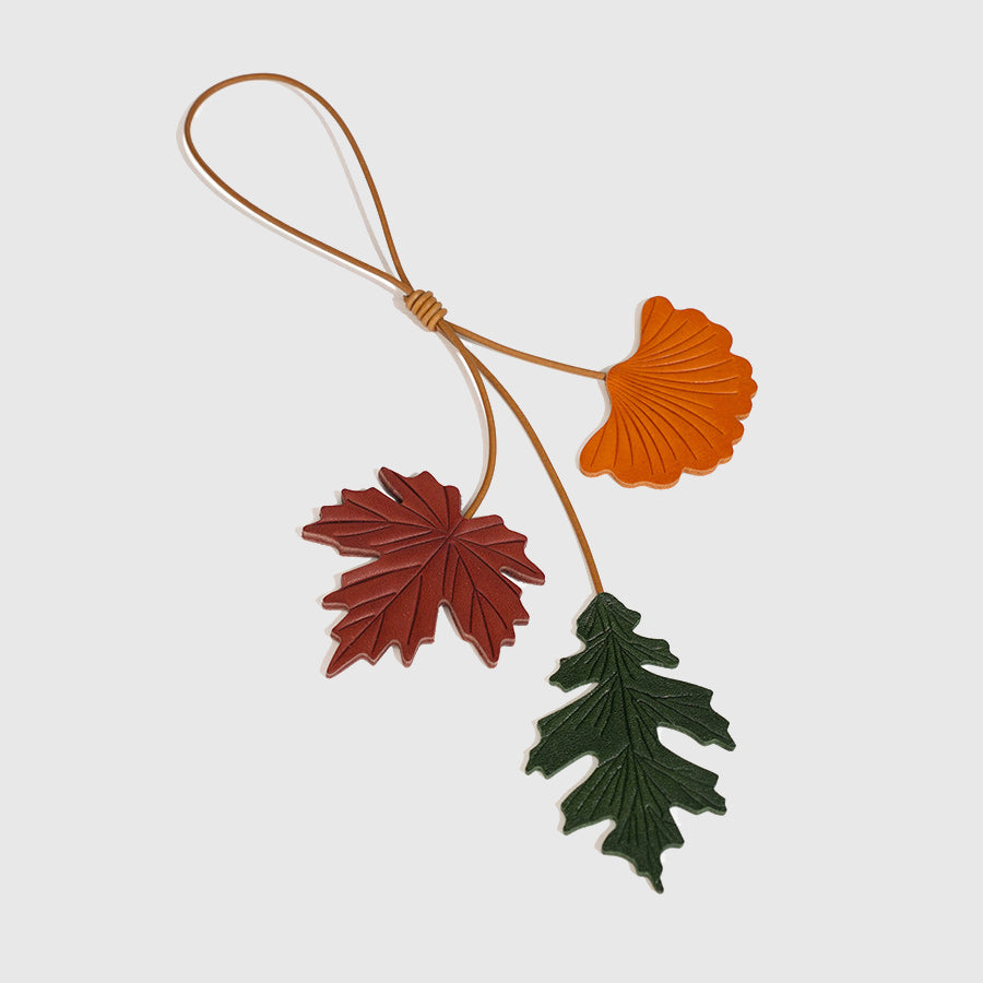 Maple Leaf Ginkgo Leaf Leather Charm