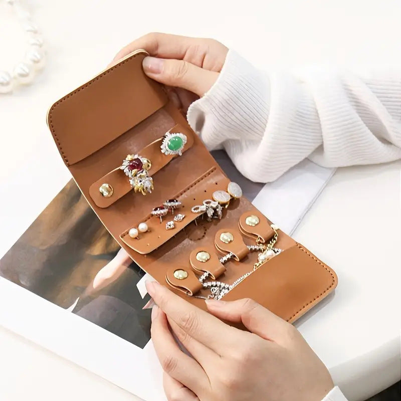 Foldable Leather Jewelry Organizer Case