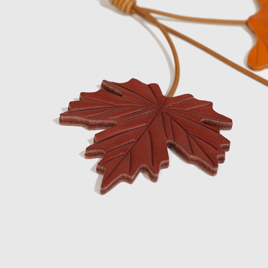Maple Leaf Ginkgo Leaf Leather Charm