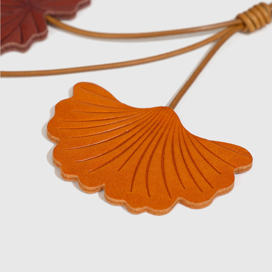Maple Leaf Ginkgo Leaf Leather Charm
