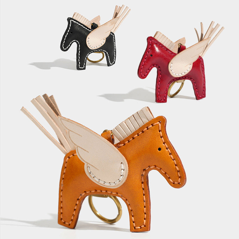 Winged Horse Leather Charm