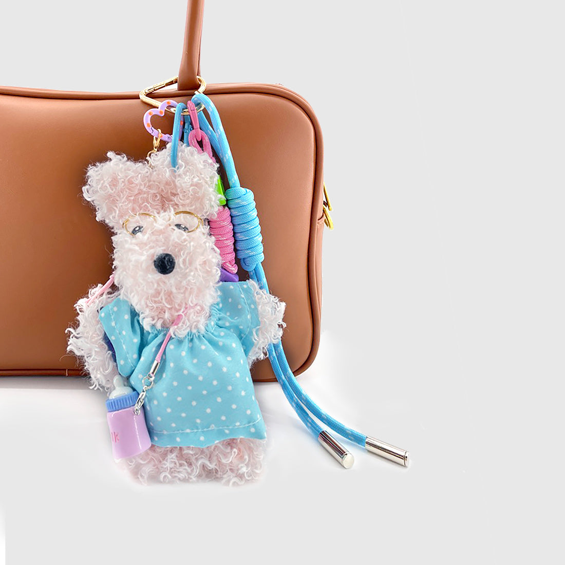 Pink Bunny Wear Glasses Stacks Charm