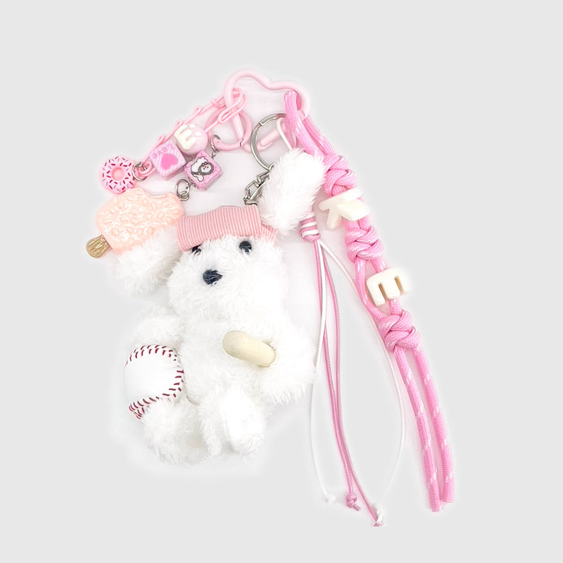 Plush Lamb Playing Baseball Stacks Charm
