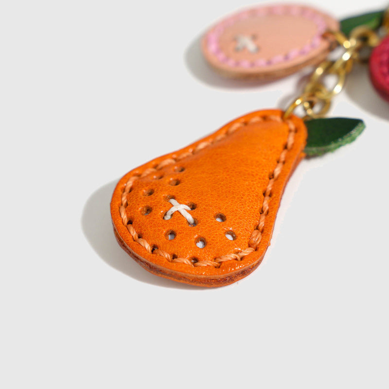 Orange Fruit Button Leather Charm