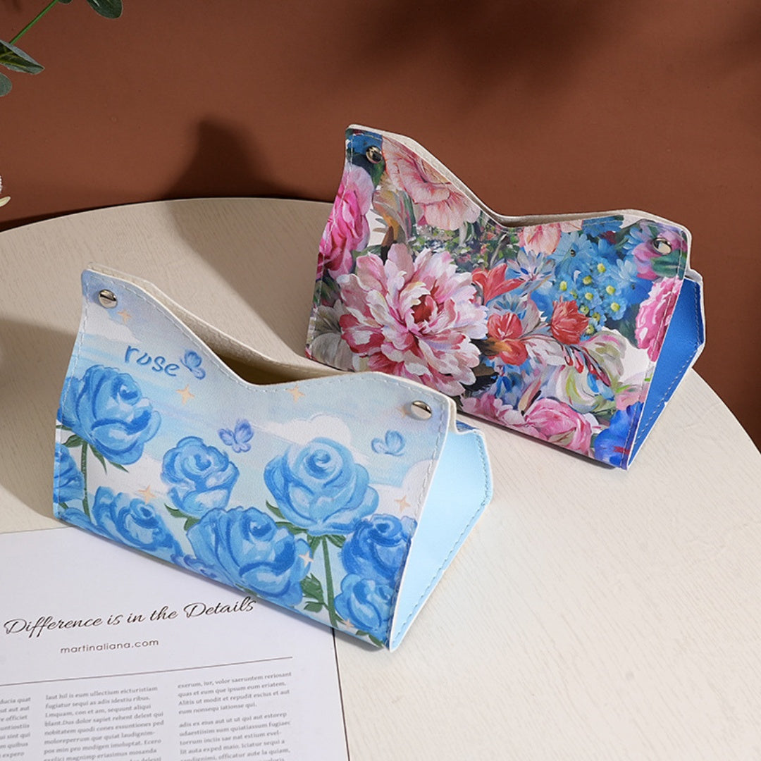 Printed Leather Tissue Box Cover
