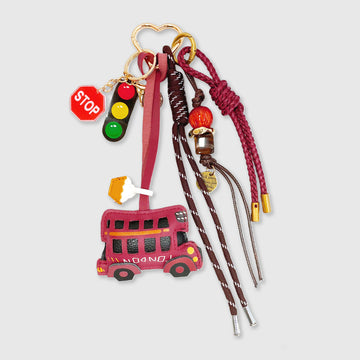 Red Bus Traffic Lights Stacks Charm