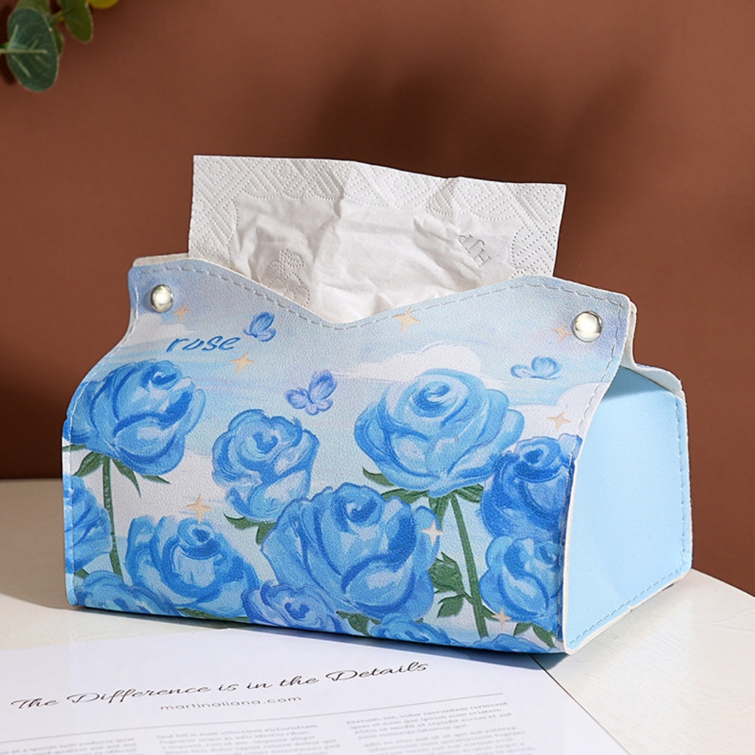 Printed Leather Tissue Box Cover