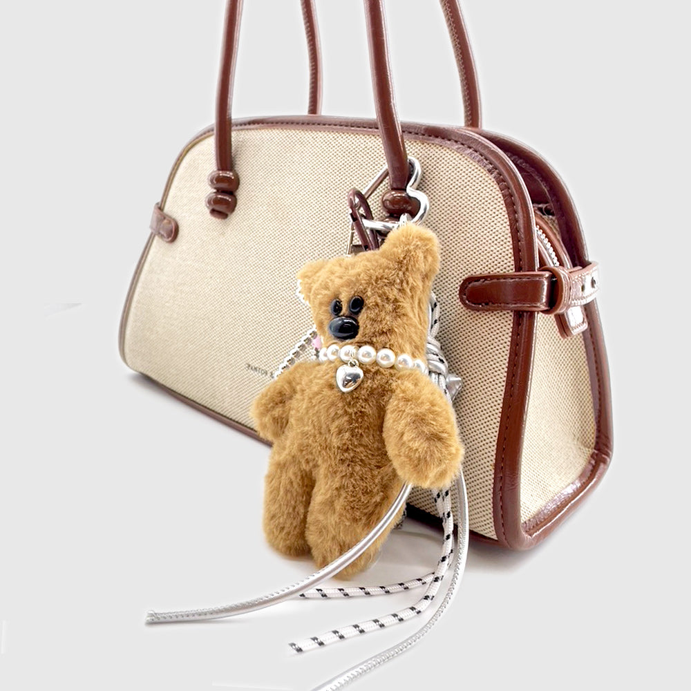 Pearl Necklace Brown Bear Stacks Charm