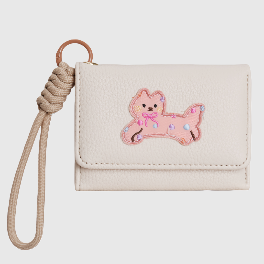 Cute Cat Leather Wallet Keychain