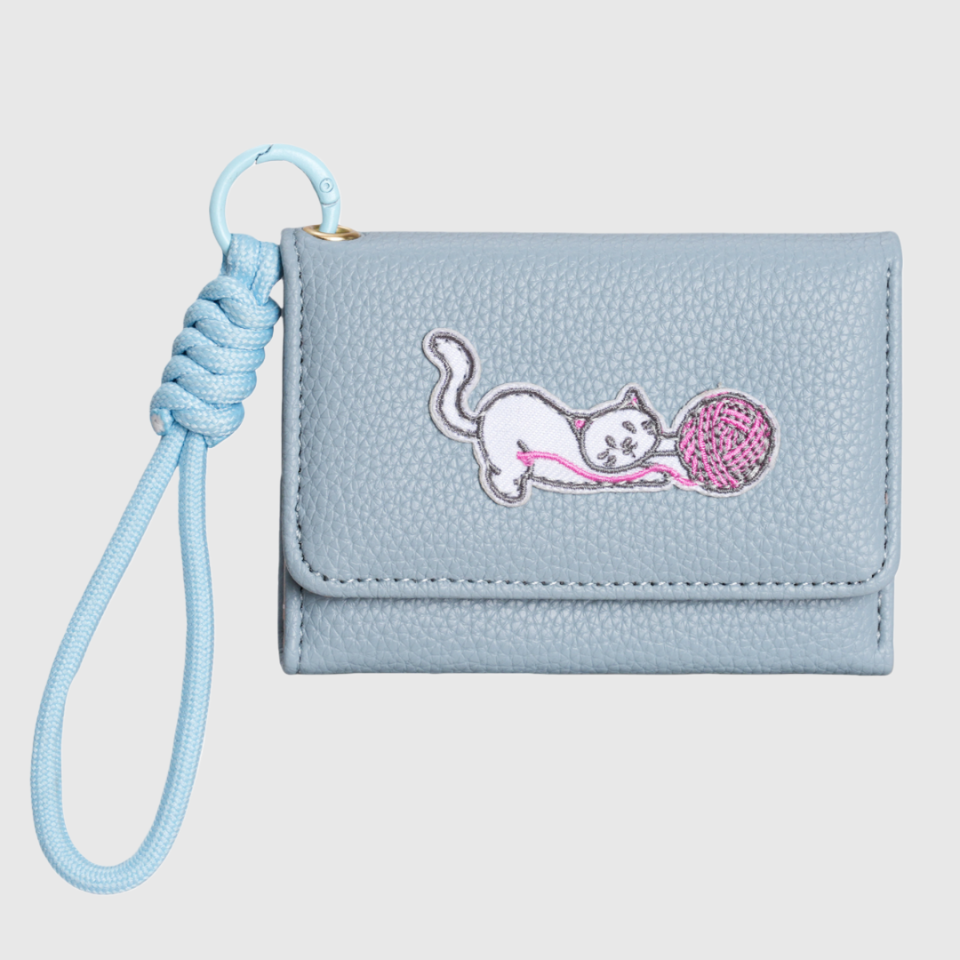 Cute Cat Leather Wallet Keychain