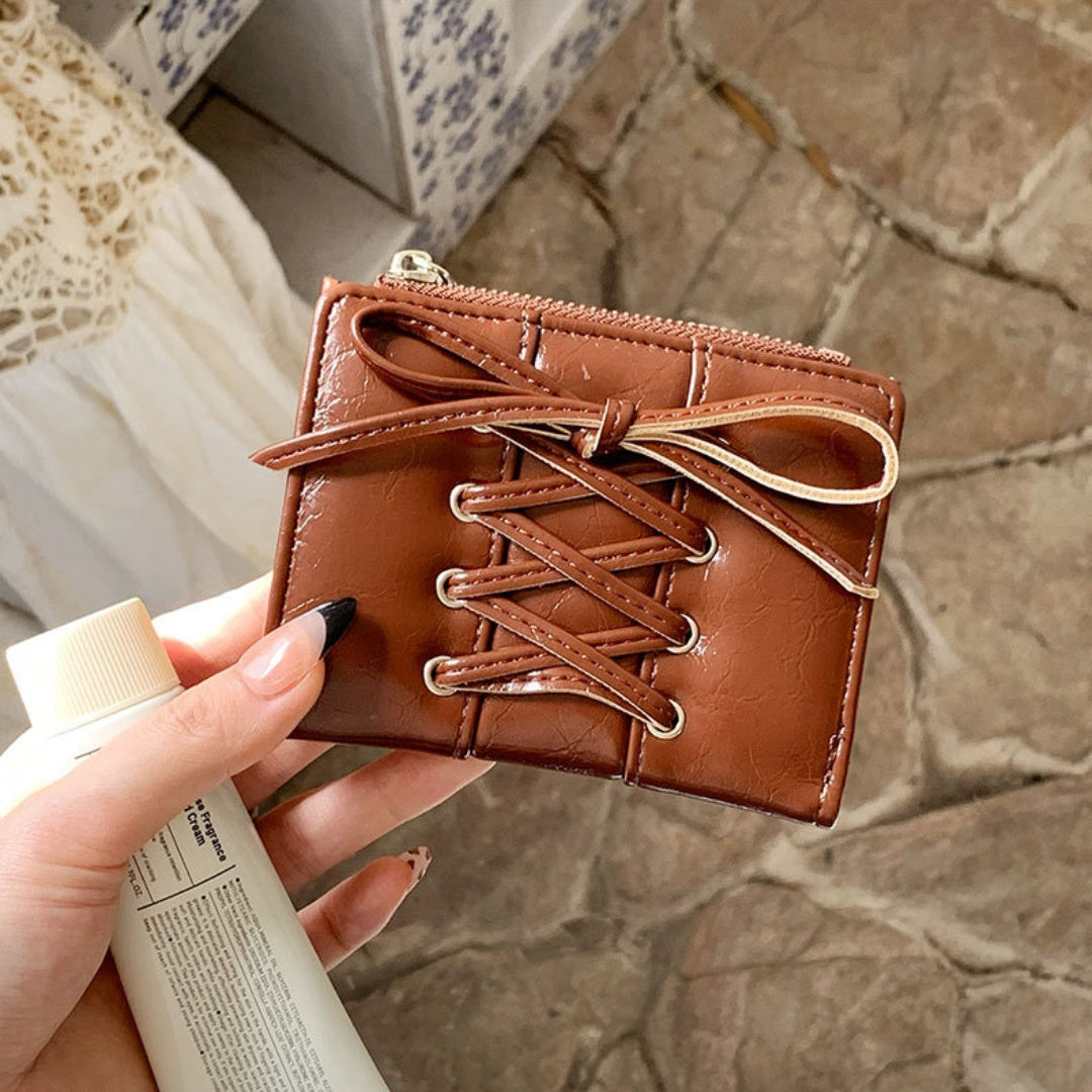 Bow Tie Short Leather Wallet