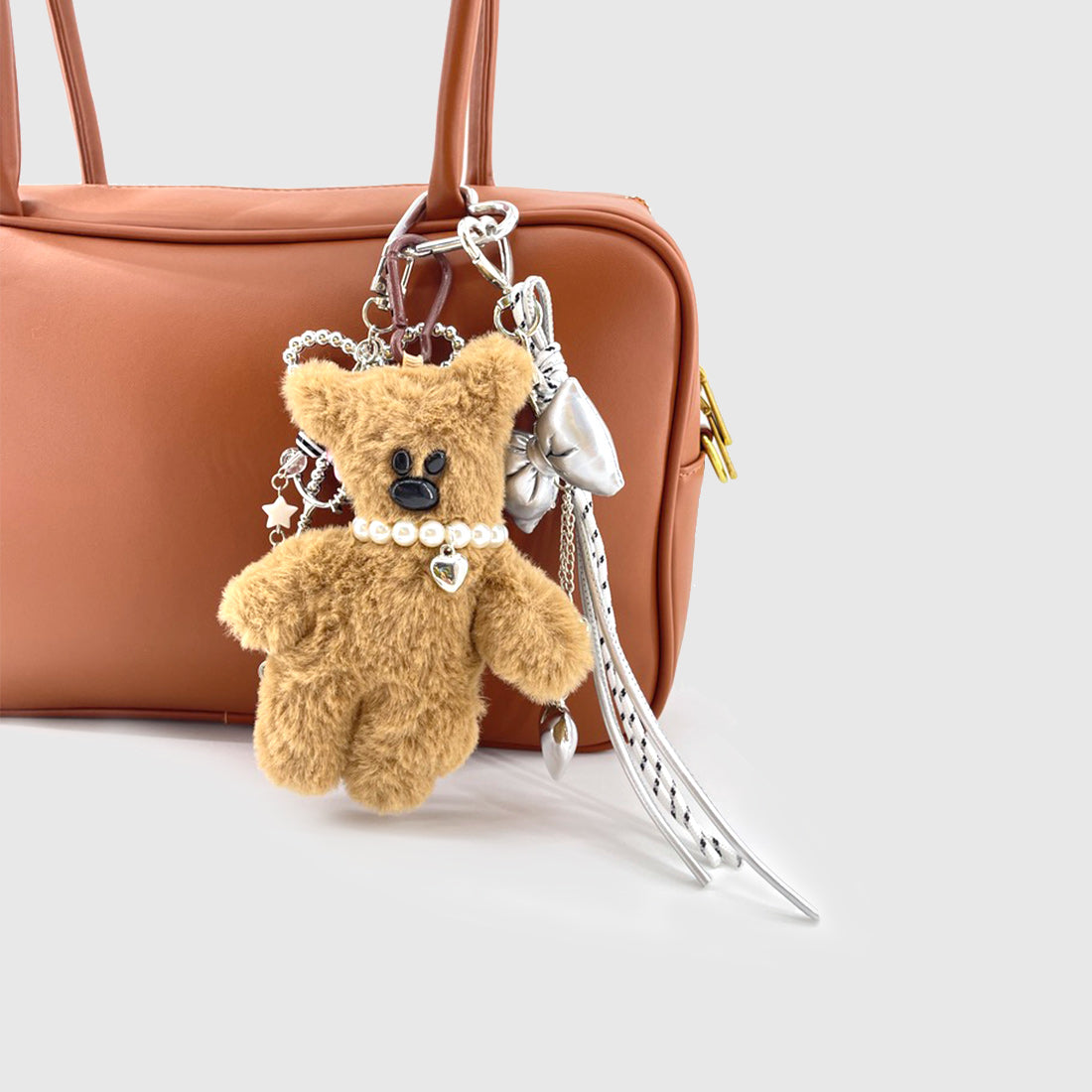Pearl Necklace Brown Bear Stacks Charm