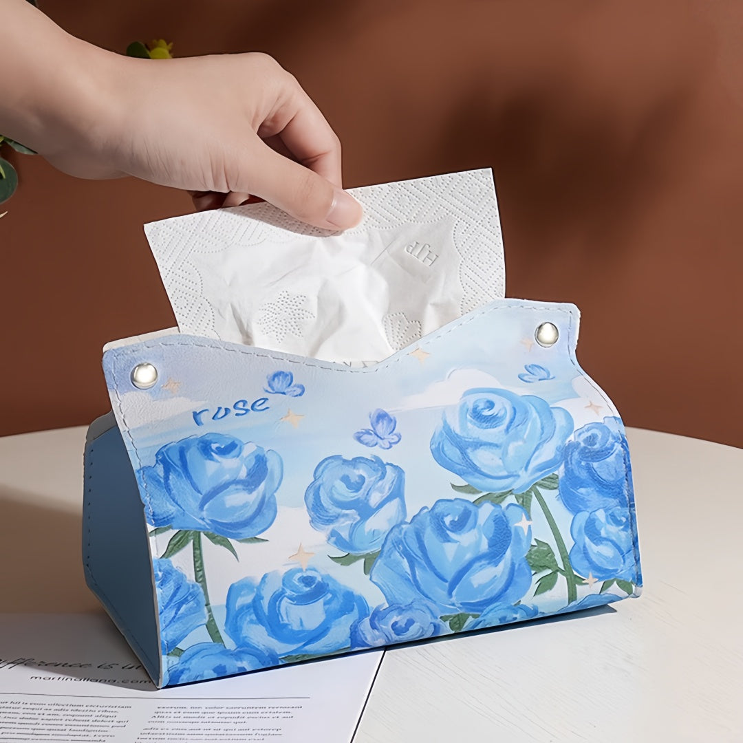 Printed Leather Tissue Box Cover