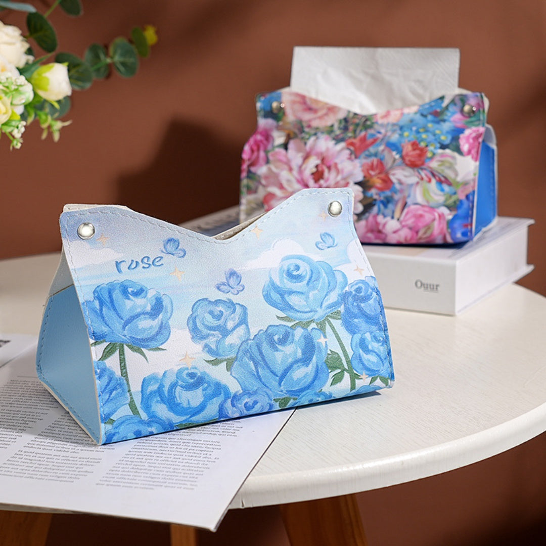 Printed Leather Tissue Box Cover