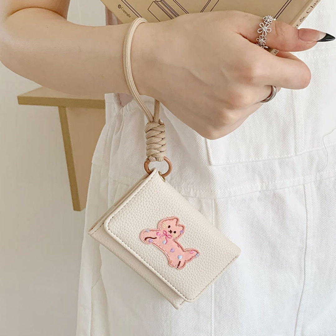 Cute Cat Leather Wallet Keychain