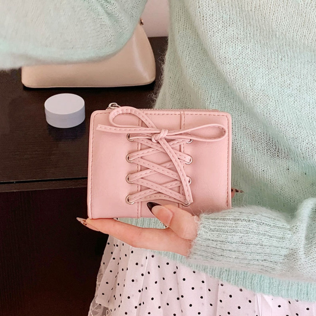 Bow Tie Short Leather Wallet