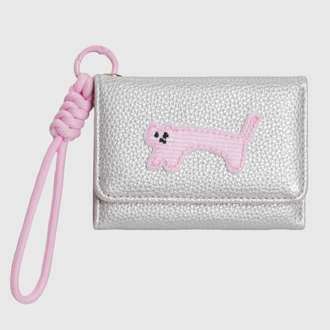 Cute Cat Leather Wallet Keychain